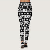 Retro 60s Mod Op Art Zwart & Wit Geometrisch Leggings (Achterkant)