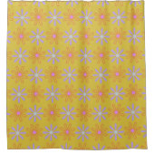 Retro 60s Mod Pop Flower Pattern in Yellow Douchegordijn (Voorkant)