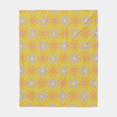 Retro 60s Mod Pop Flower Pattern in Yellow Fleece Deken (Voorkant)