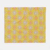 Retro 60s Mod Pop Flower Pattern in Yellow Fleece Deken (Voorkant (Horizontaal))