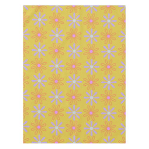 Retro 60s Mod Pop Flower Pattern in Yellow Tafelkleed