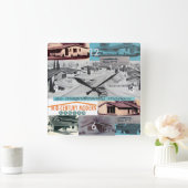 Retro 60s Moderne mozaïek Vierkante Klok (Huis)