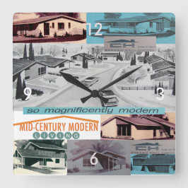 Retro 60s Moderne mozaïek Vierkante Klok