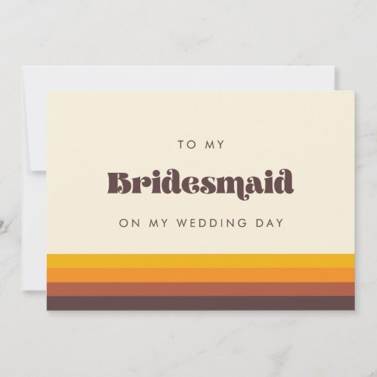 Retro 60s naar mijn bruidsmeisje op mijn trouwdag kaart (Voorkant)