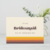 Retro 60s naar mijn bruidsmeisje op mijn trouwdag kaart (Staand voorkant)