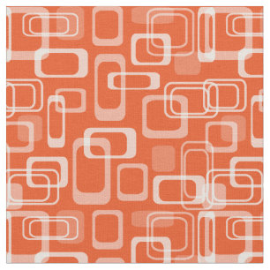Retro 60's oranje, afgeronde vierkantspatroon stof