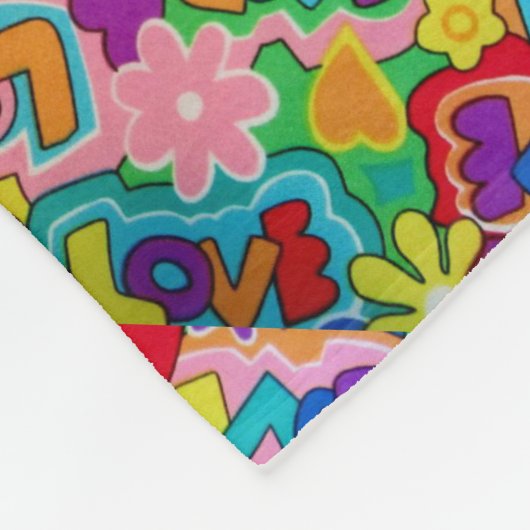 Retro / 60s Peace, Love, War Chic Fleece Deken (Hoek)