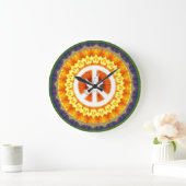 Retro 60s Peace Symbol White Dove Olive Branch Grote Klok (Huis)