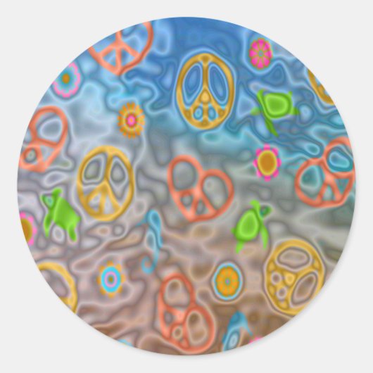 Retro 60s Peaceful Ocean Life Apparel Gifts Ronde Sticker (Voorkant)