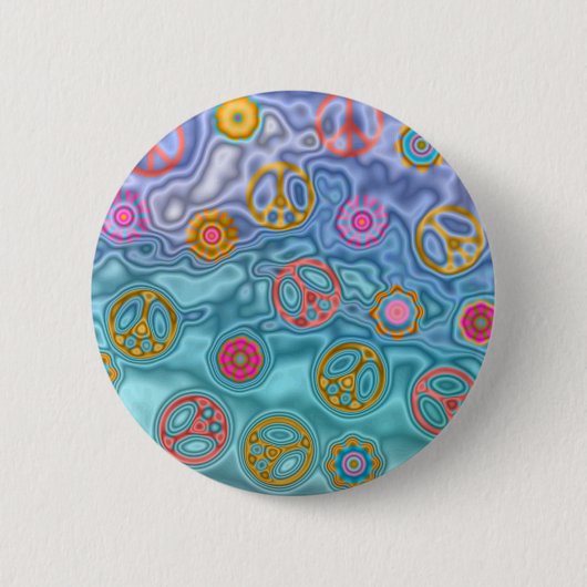 Retro 60s Peaceful Ocean Waves Apparel Gifts Ronde Button 5,7 Cm (Voorkant)