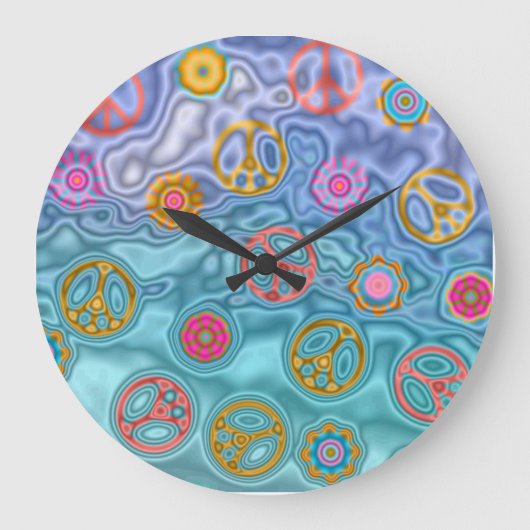 Retro 60s Peaceful Ocean Waves Clock Grote Klok (Voorkant)