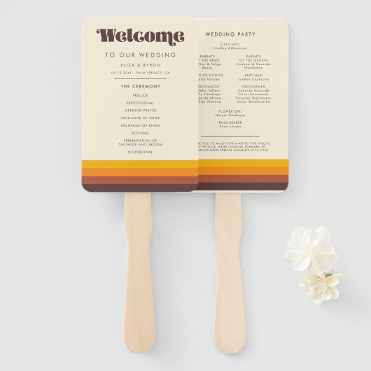 Retro 60s programma en huwelijksfeest handwaaier (Voorkant en achterkant)
