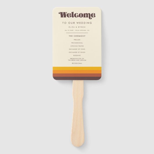 Retro 60s programma en huwelijksfeest handwaaier (Voorkant)
