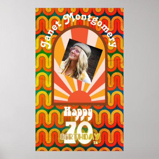 Retro 60's Psychedelic aangepaste foto 70e verjaar Poster (Voorkant)