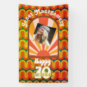 Retro 60's Psychedelic aangepaste foto 70e verjaar Spandoek (Verticaal)