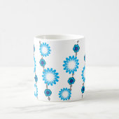 Retro 60s Psychedelic Aqua Floral Design Koffiemok (Center)