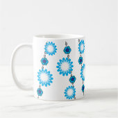 Retro 60s Psychedelic Aqua Floral Design Koffiemok (Links)