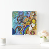 Retro 60s Psychedelic bij de balkklok Vierkante Klok (Huis)