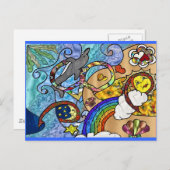 Retro 60s Psychedelic bij de Beach Gifts Apparel Briefkaart (Voorkant / Achterkant)