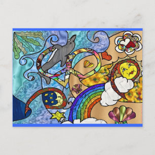 Retro 60s Psychedelic bij de Beach Gifts Apparel Briefkaart