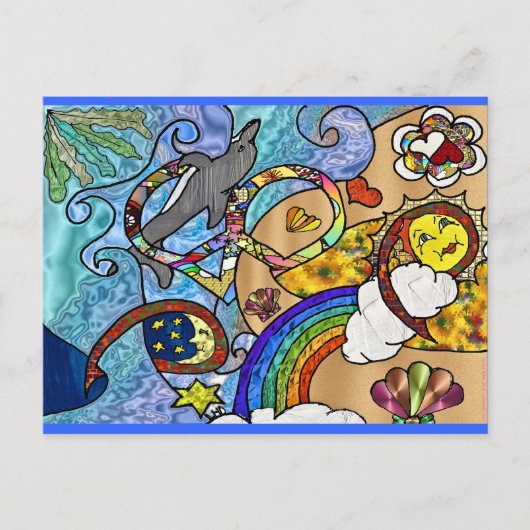 Retro 60s Psychedelic bij de Beach Gifts Apparel Briefkaart (Voorkant)