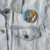 Retro 60s Psychedelic bij de Beach Gifts Apparel Ronde Button 5,7 Cm (In situ)