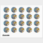 Retro 60s Psychedelic bij de Beach Gifts Apparel Ronde Sticker (Vel)