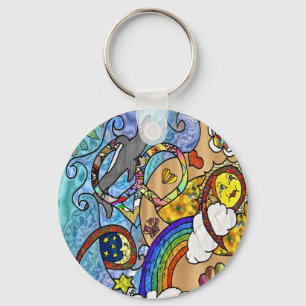 Retro 60s Psychedelic bij de Beach Gifts Apparel Sleutelhanger