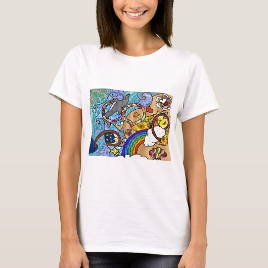 Retro 60s Psychedelic bij de Beach Gifts Apparel T-shirt (Voorkant)