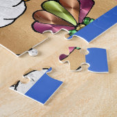 Retro 60s Psychedelic bij de strand Legpuzzel (Zijkant)