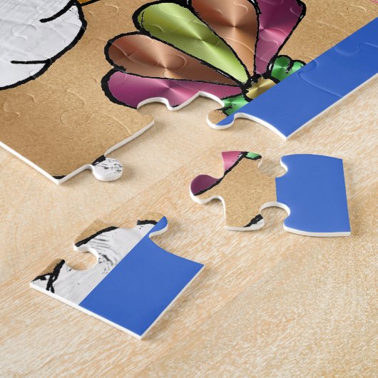 Retro 60s Psychedelic bij de strand Legpuzzel (Zijkant)