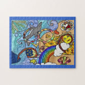 Retro 60s Psychedelic bij de strand Legpuzzel (Horizontaal)