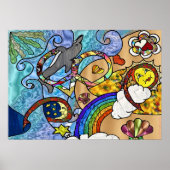 Retro 60s Psychedelic bij het Poster van de Beach  (Voorkant)