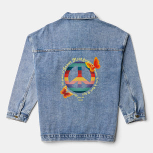 Retro 60's Psychedelic Butterfly Vredesbord Denim Jacket