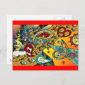 Retro 60s Psychedelic Cycle of Life Gifts Apparel Briefkaart (Voorkant / Achterkant)