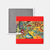 Retro 60s Psychedelic Cycle of Life Gifts Apparel Magneet (Voorkant / Achterkant)