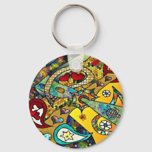 Retro 60s Psychedelic Cycle of Life Gifts Apparel Sleutelhanger