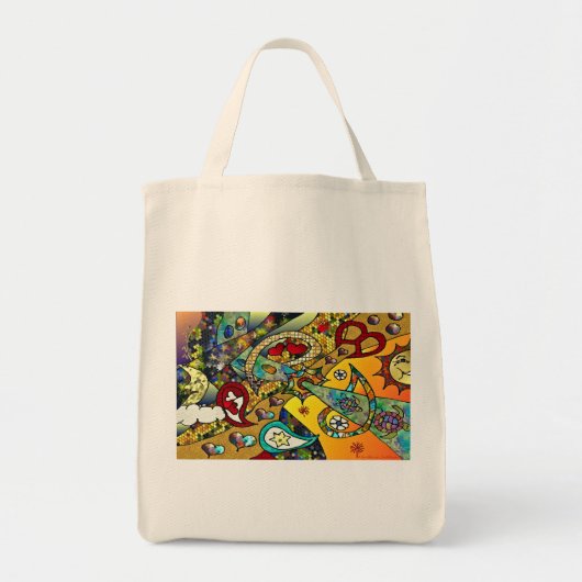 Retro 60s Psychedelic Cycle of Life Gifts Apparel Tote Bag (Voorkant)