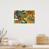 Retro 60s Psychedelic Cycle of Life Print Poster (Keuken)