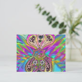 Retro 60s Psychedelic Hearts Flowers Gifts Apparel Briefkaart (Staand voorkant)