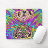 Retro 60s Psychedelic Hearts Flowers Gifts Apparel Muismat (Met muis)