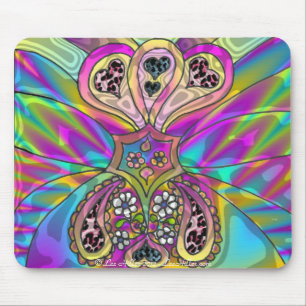 Retro 60s Psychedelic Hearts Flowers Gifts Apparel Muismat