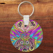 Retro 60s Psychedelic Hearts Flowers Gifts Apparel Sleutelhanger (Voorkant)