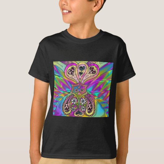 Retro 60s Psychedelic Hearts Flowers Gifts Apparel T-shirt (Voorkant)