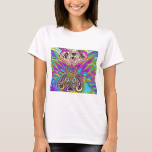 Retro 60s Psychedelic Hearts Flowers Gifts Apparel T-shirt