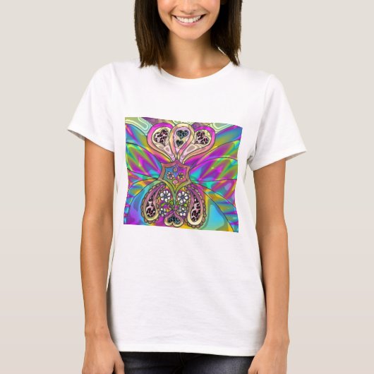 Retro 60s Psychedelic Hearts Flowers Gifts Apparel T-shirt (Voorkant)