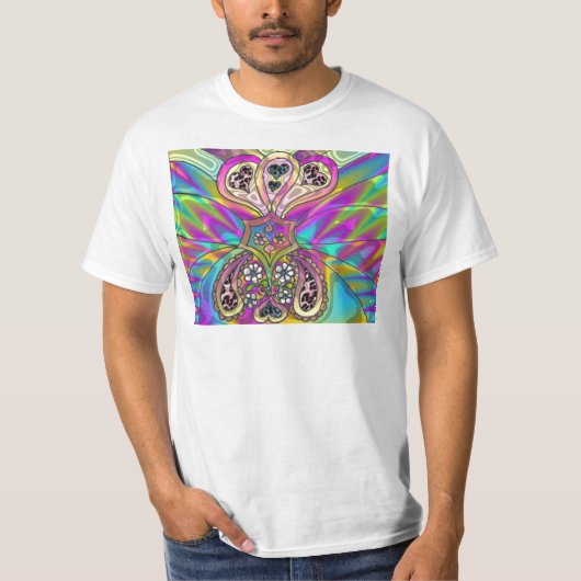 Retro 60s Psychedelic Hearts Flowers Gifts Apparel T-shirt (Voorkant)