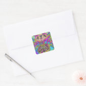 Retro 60s Psychedelic Hearts Flowers Gifts Apparel Vierkante Sticker (Envelop)