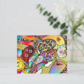Retro 60s Psychedelic Hearts Paisley Gifts Apparel Briefkaart (Staand voorkant)