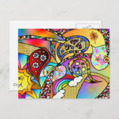 Retro 60s Psychedelic Hearts Paisley Gifts Apparel Briefkaart (Voorkant / Achterkant)